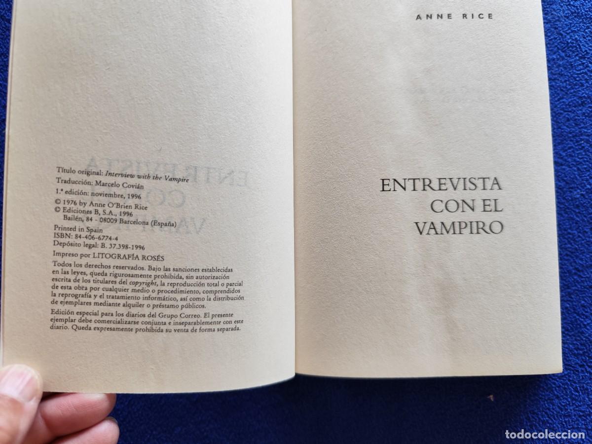 Libros de segunda mano: Entrevista con el Vampiro Anne Rice Ediciones B,S.A. - Foto 6