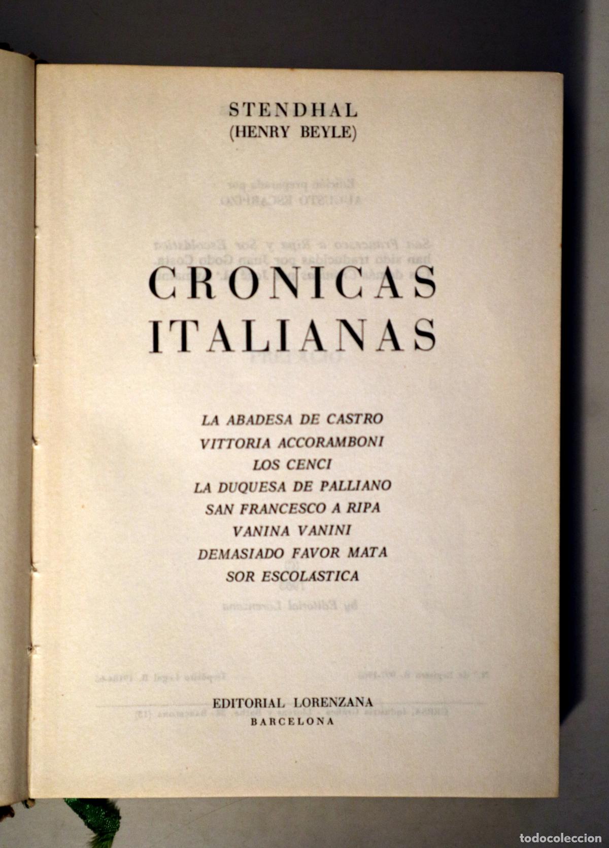 Libros de segunda mano: STENDHAL (Henry Beyle) - CR&Oacute;NICAS ITALIANAS - Barcelona 1965 - Foto 2