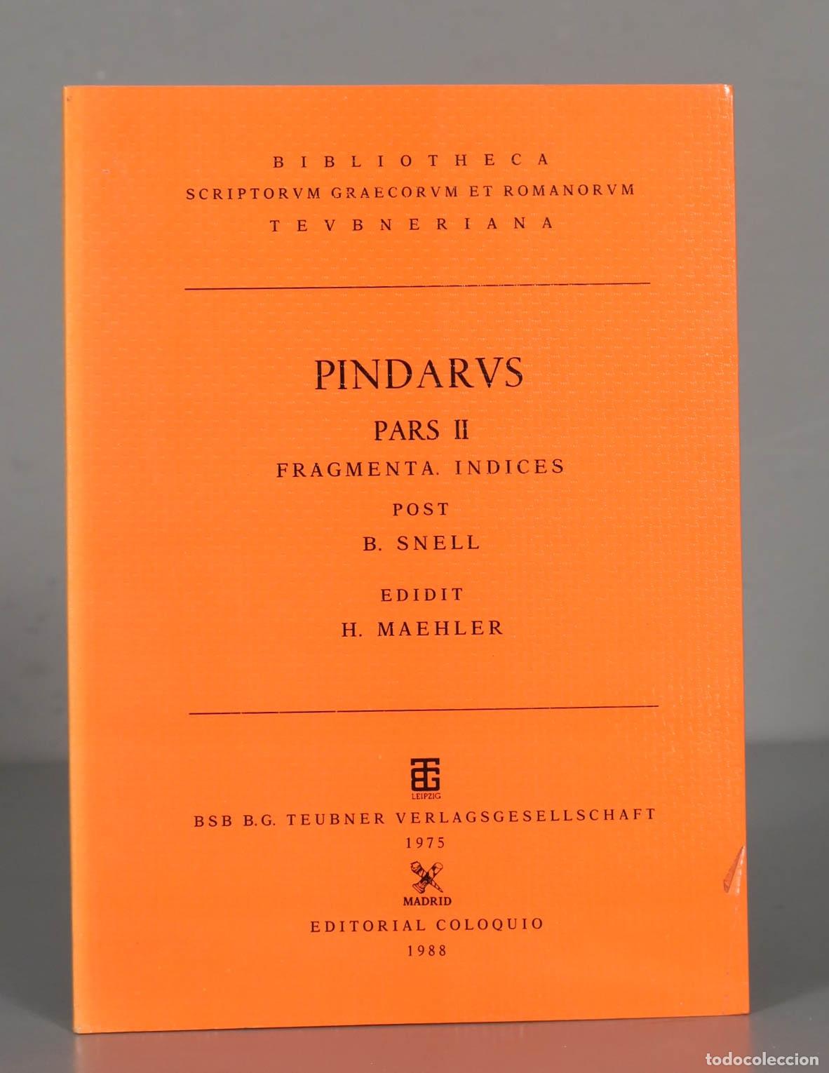 Libros de segunda mano: PINDARVS PARS II FRAGMENTA. INDICES POST B. SNELL - Foto 1