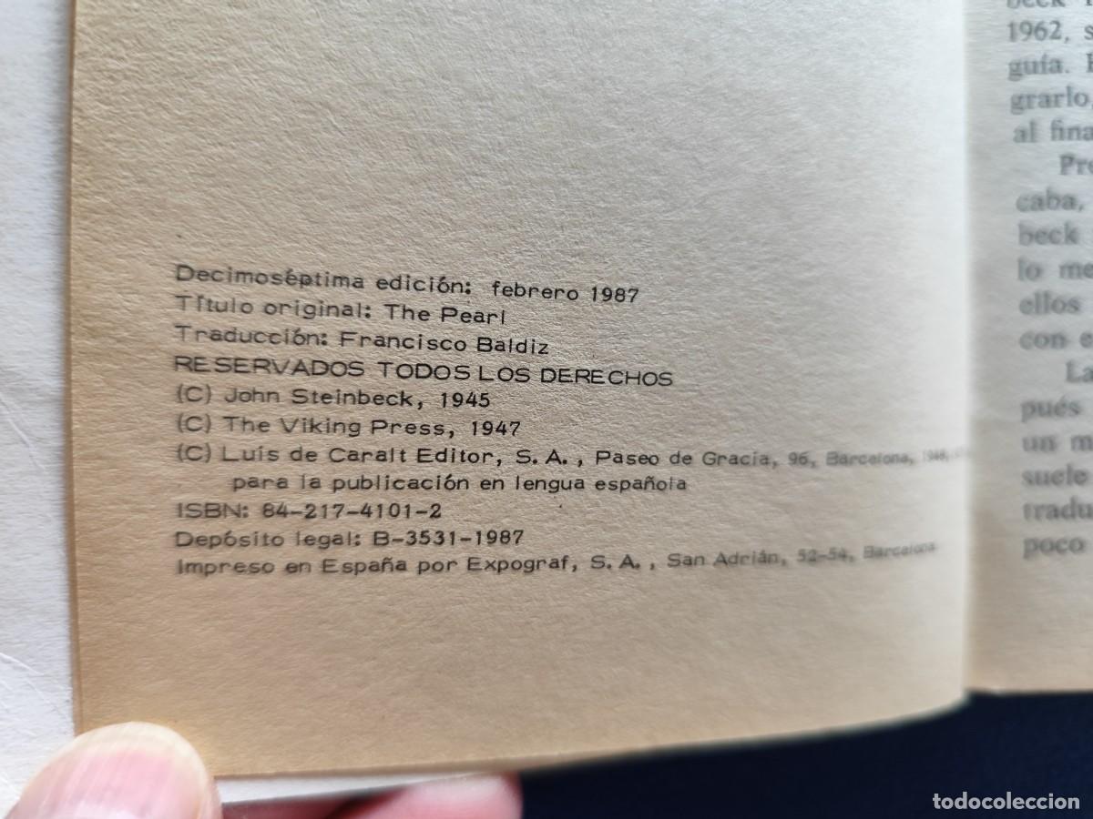 Libros de segunda mano: La Perla John Seinbeck Ed. Caralt 1987 - Foto 6