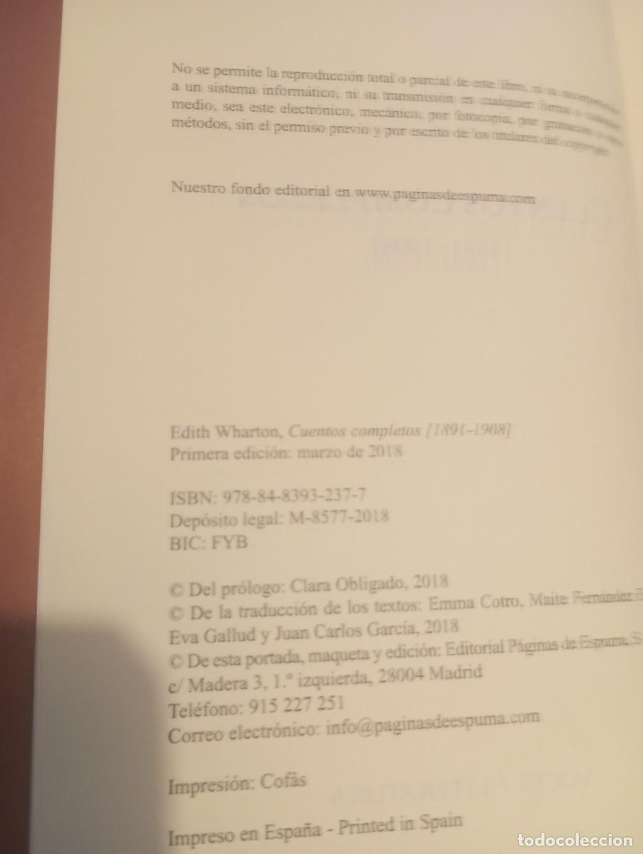 Libros de segunda mano: CUENTOS COMPLETOS (1891-1908). EDITH WHARTON. TAPAS DURAS. IMPECABLE - Foto 3