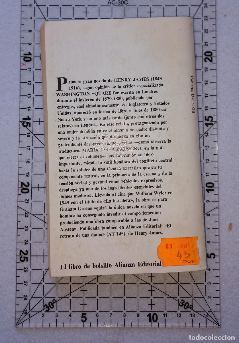 Libros de segunda mano: Henry James - Washington Square - Alianza 1988 - Foto 2