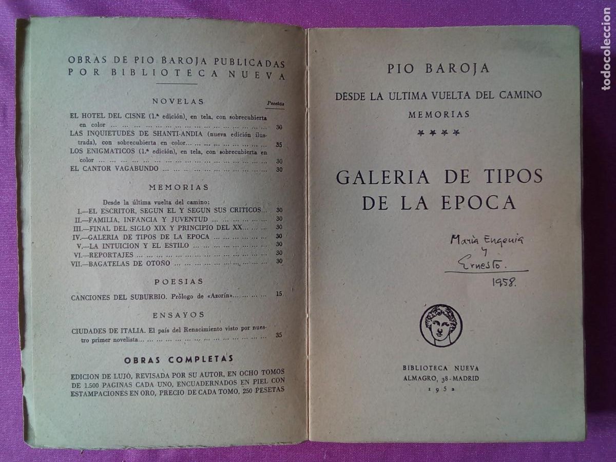 Libros de segunda mano: GALERIA DE TIPOS DE LA EPOCA.PIO BAROJA.L5/1/2 - Foto 2
