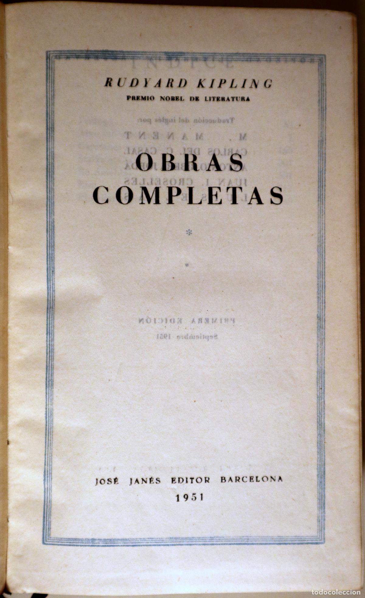 Libros de segunda mano: KIPLING, Rudyard - OBRAS COMPLETAS I - Barcelona 1951 - Foto 2