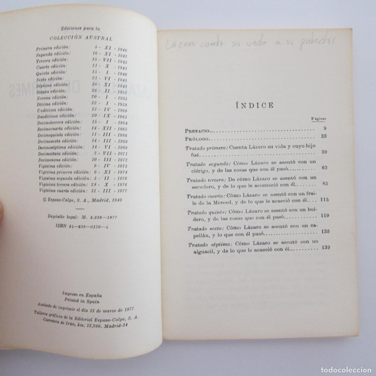 Libros de segunda mano: LAZARILLO DE TORMES - AN&Oacute;NIMO. PREFACIO DE GREGORIO MARA&Ntilde;&Oacute;N (AUSTRAL) NOVELA - Foto 3
