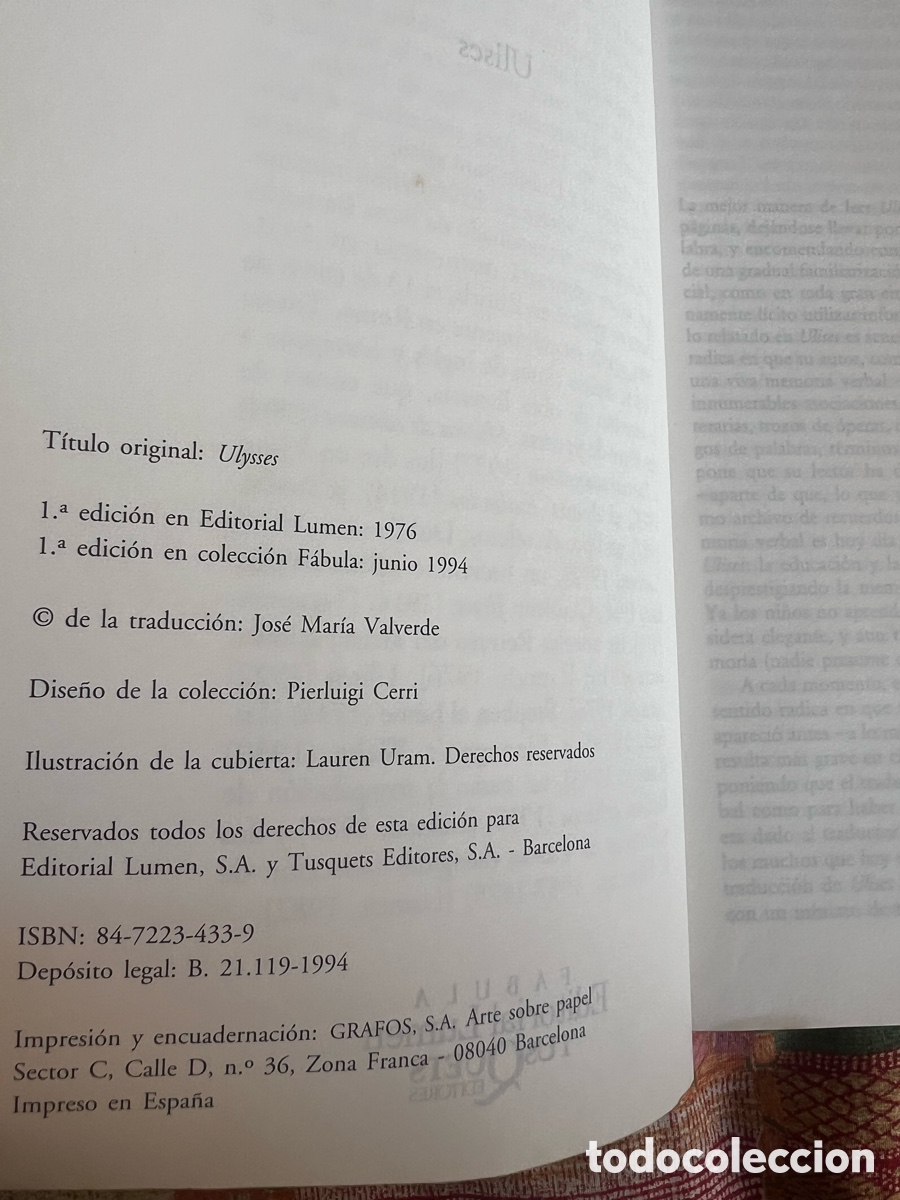 Libros de segunda mano: Ulises. James Joyce. Ed. Lumen. 2 vol&uacute;menes - Foto 8