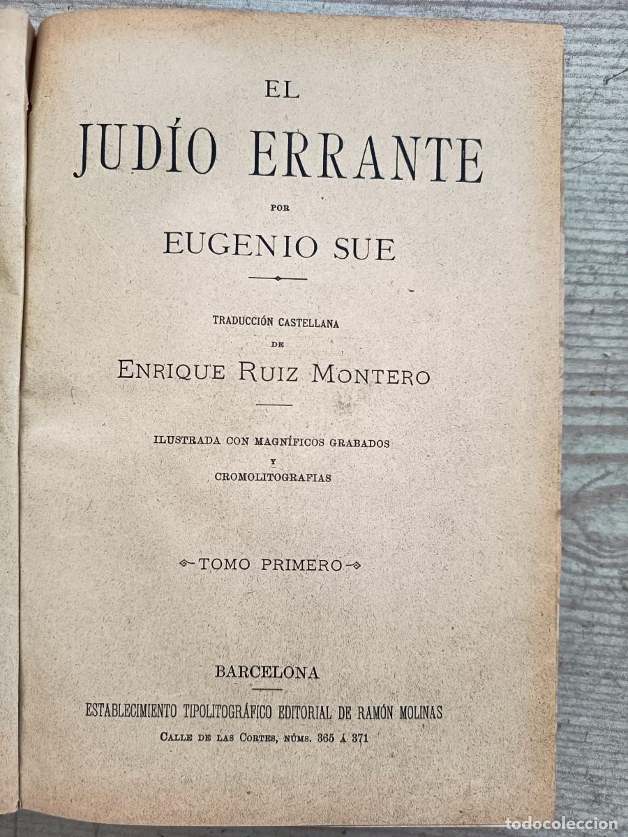 Libros de segunda mano: El Judio Errante - Eugenio Sue - 2 Tomos - Editorial De Ramon Molinas - Foto 3