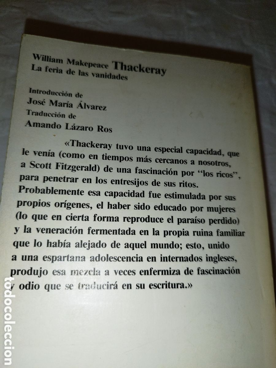 Libros de segunda mano: WILLIAM M. THACKERAY: LA FERIA DE LAS VANIDADES. ED, PLANETA, 1985 - Foto 3