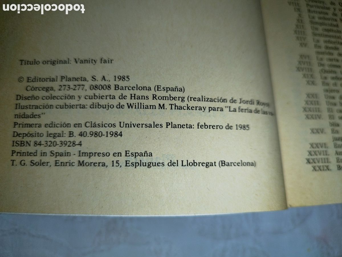 Libros de segunda mano: WILLIAM M. THACKERAY: LA FERIA DE LAS VANIDADES. ED, PLANETA, 1985 - Foto 4