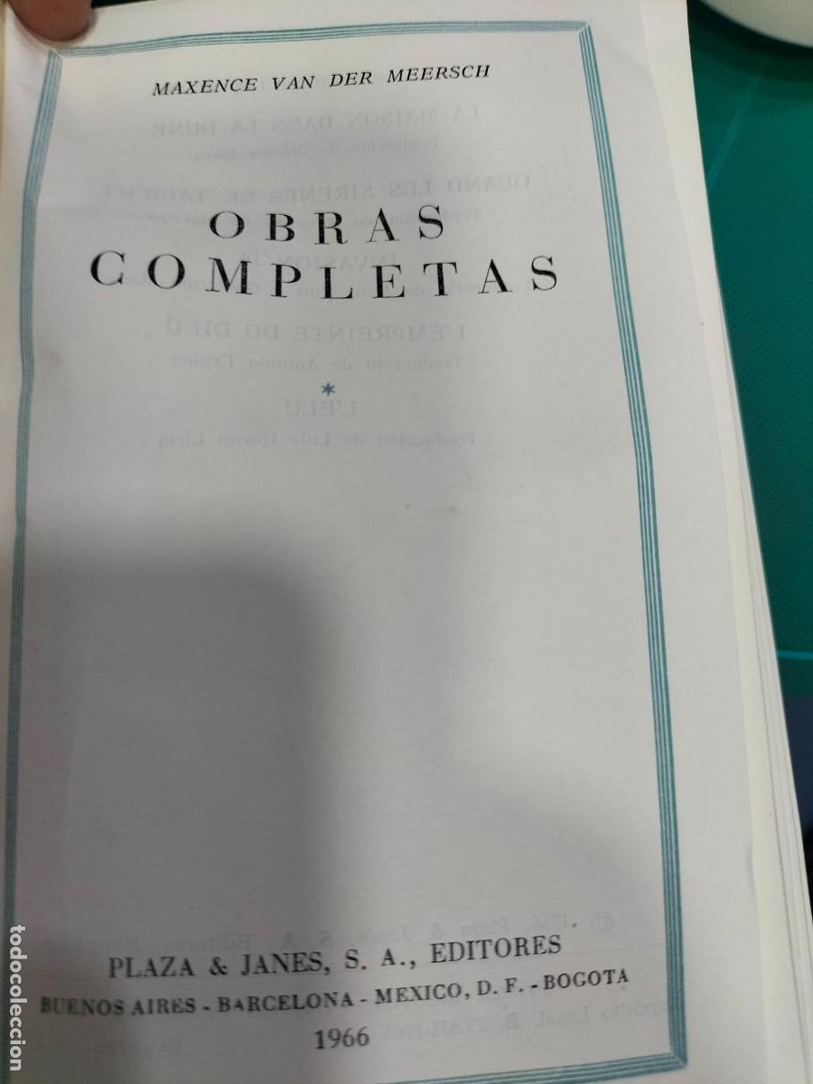 Libros de segunda mano: Libro - Obras completas Maxence VanDer Meersch ( Plaza & Jan&eacute;s 1966 - Foto 4