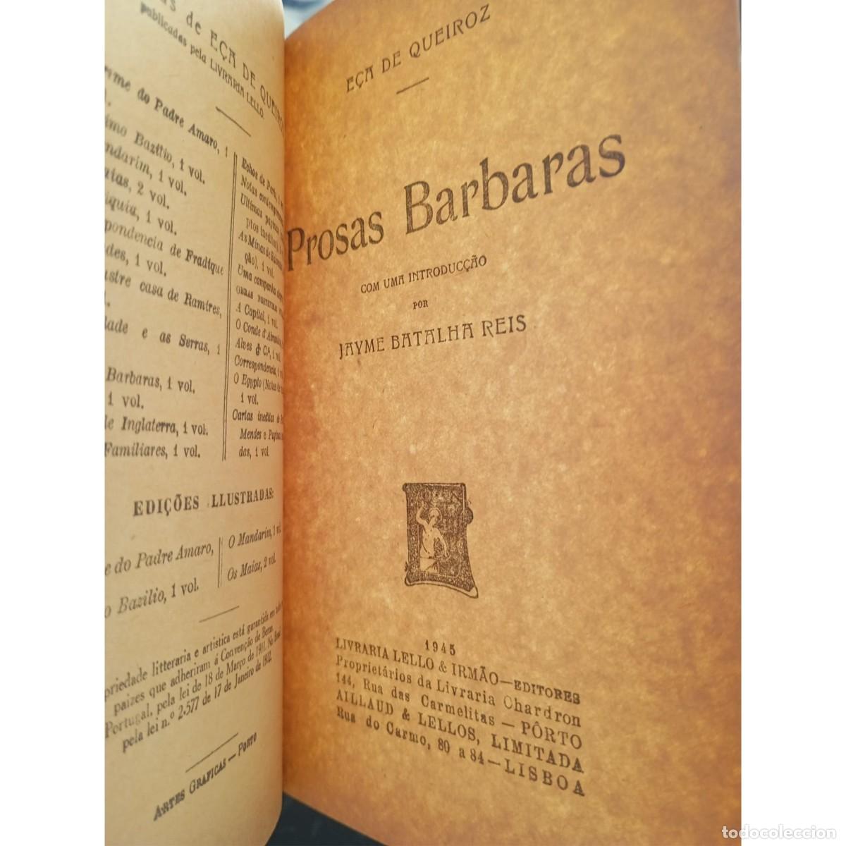 Second hand books: PROSAS BÁRBARAS - EÇA DE QUEIROZ (EM PORTUGUÊS, 1945)