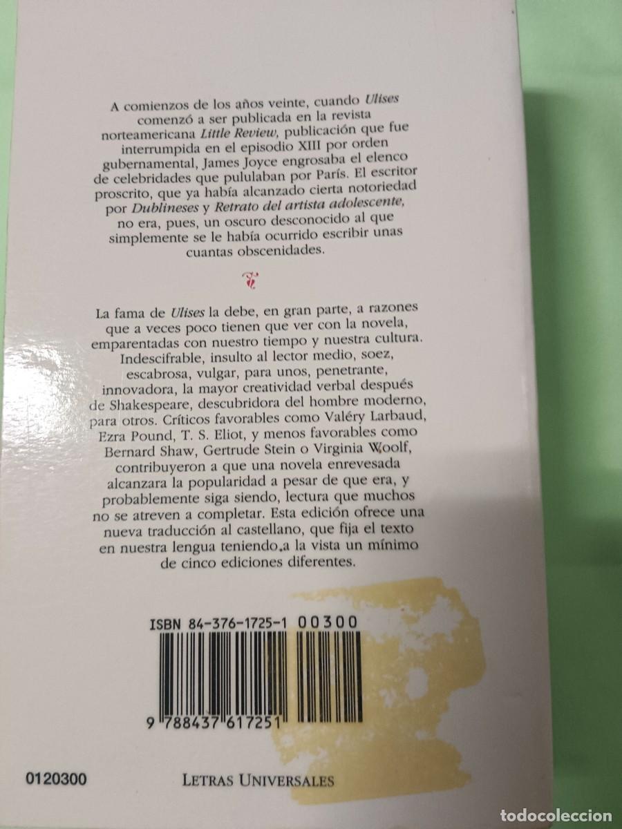 Libros de segunda mano: Ulises de James Joyce E. C&aacute;tedra - Foto 2