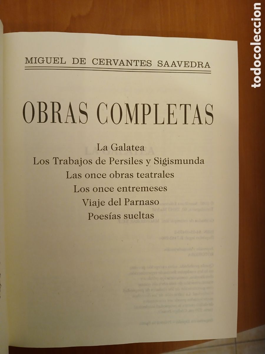 Libros de segunda mano: Obras Completas. Miguel de Cervantes. 2 tomos ( Completa ). - Foto 5