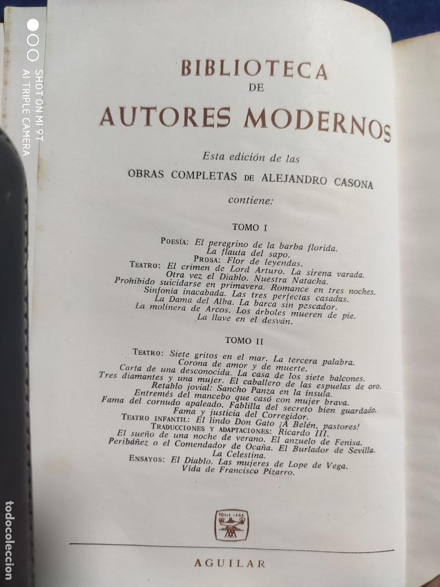 Libros de segunda mano: ALEJANDRO CASONA OBRAS COMPLETA 2 TOMOS EDITORIAL AGUILAR - Foto 4