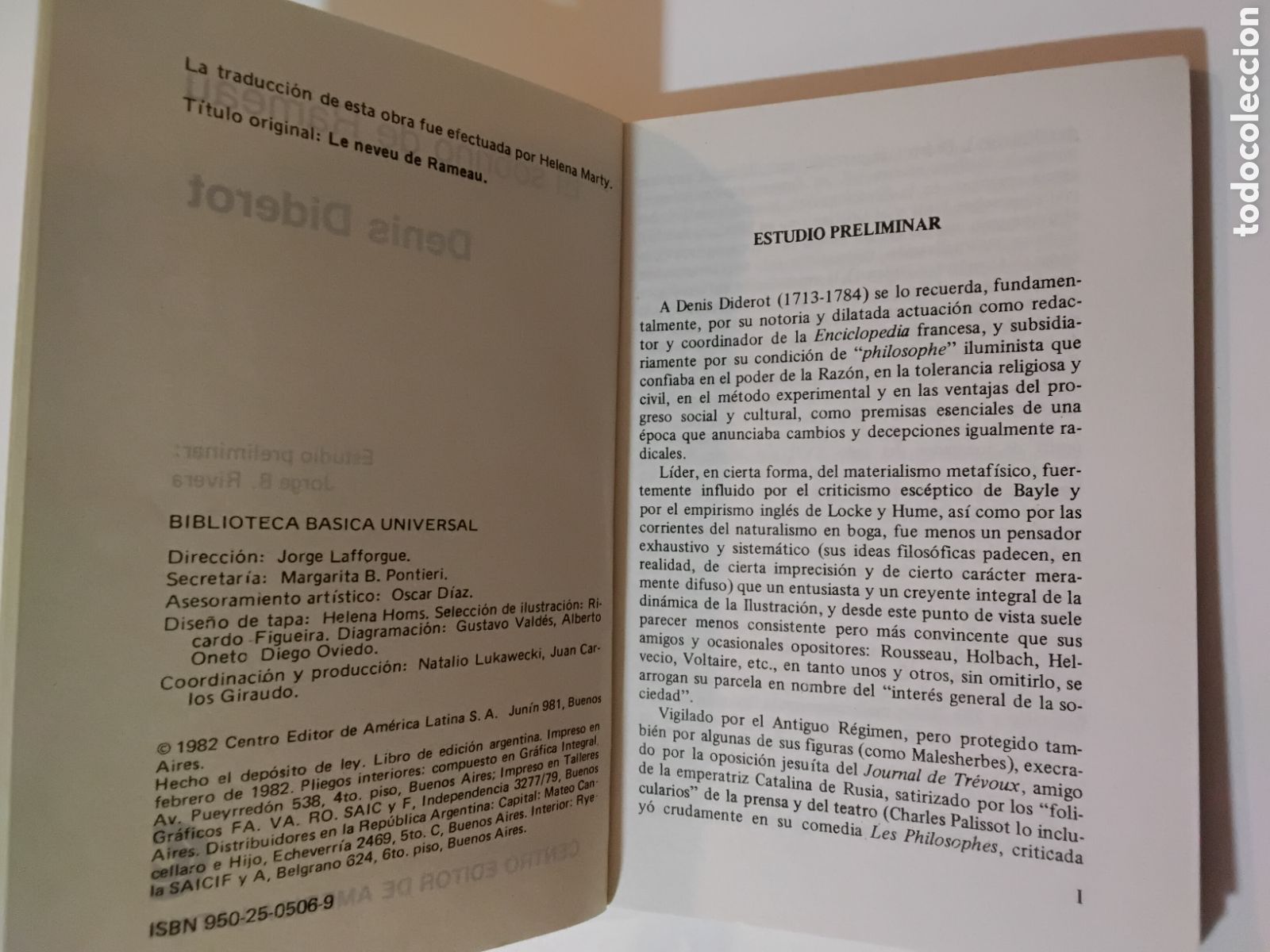 Libros de segunda mano: Denis Diderot &mdash; El sobrino de Rameau. (Biblioteca B&aacute;sica Universal, 1982) - Foto 4