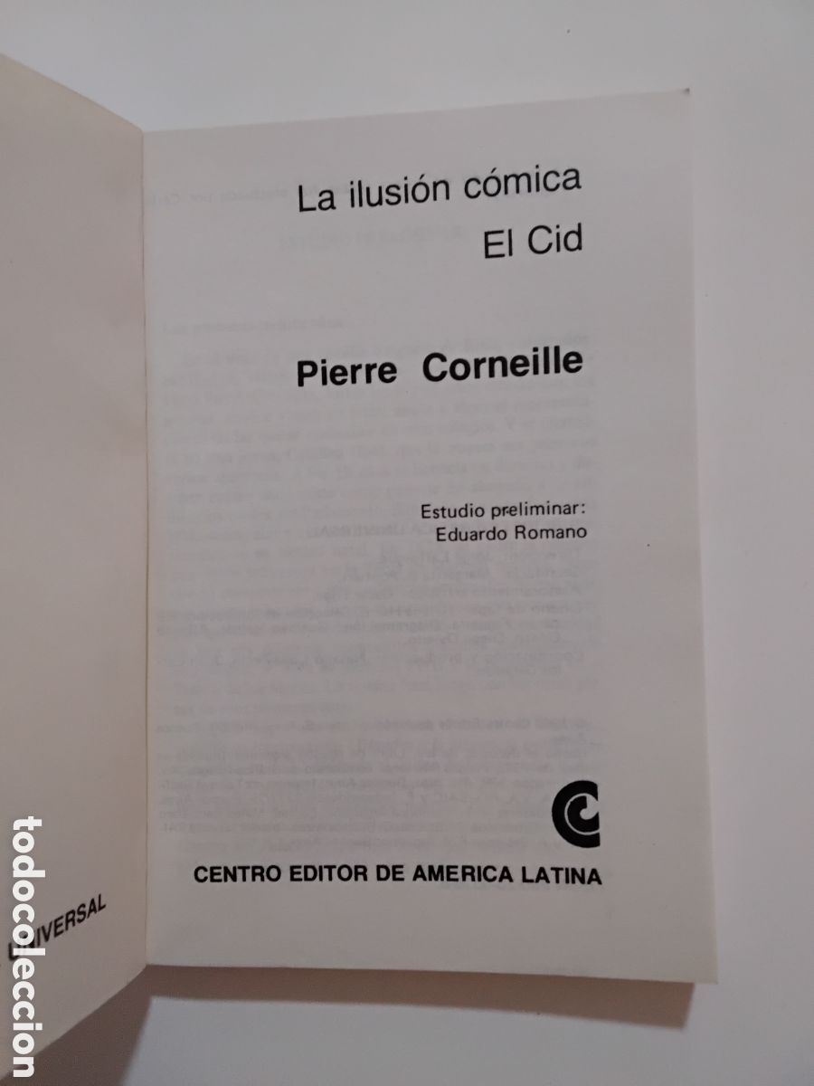 Libros de segunda mano: Pierre Corneille &mdash; La ilusi&oacute;n c&oacute;mica / El Cid (Biblioteca B&aacute;sica Universal, 1982) - Foto 3