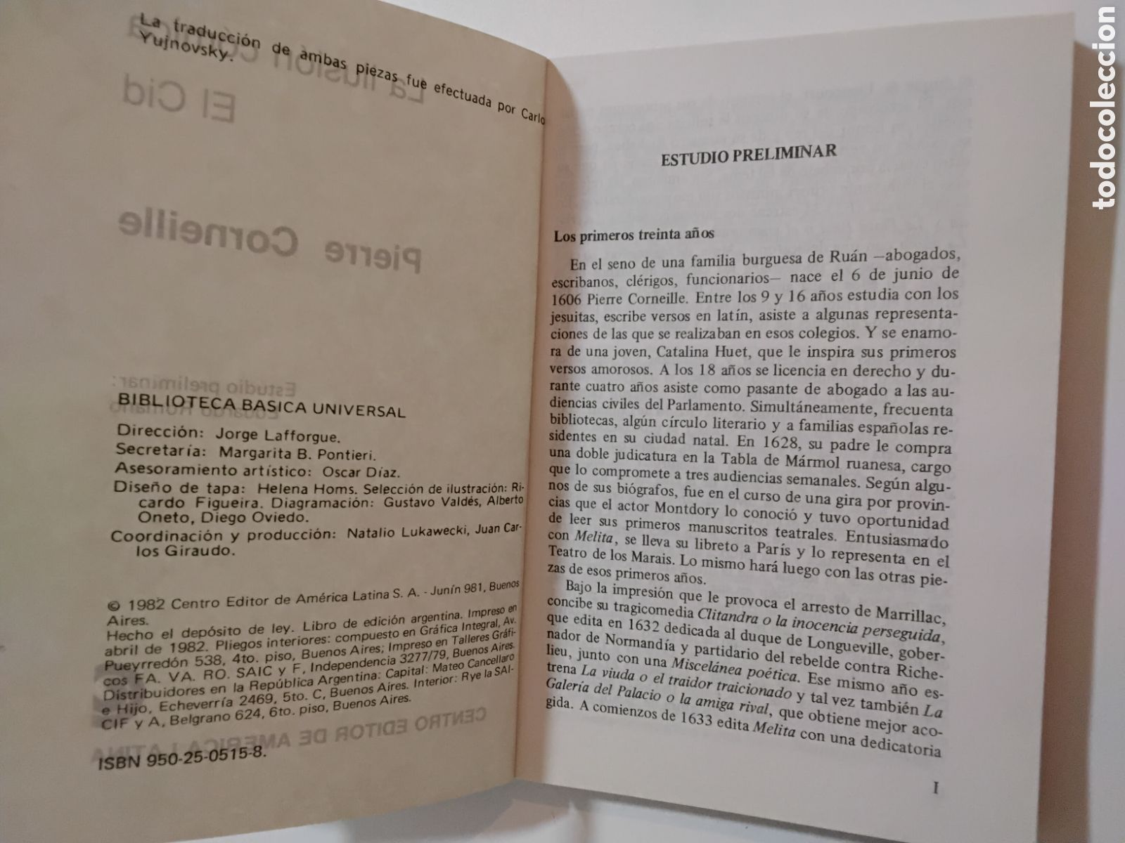 Libros de segunda mano: Pierre Corneille &mdash; La ilusi&oacute;n c&oacute;mica / El Cid (Biblioteca B&aacute;sica Universal, 1982) - Foto 4