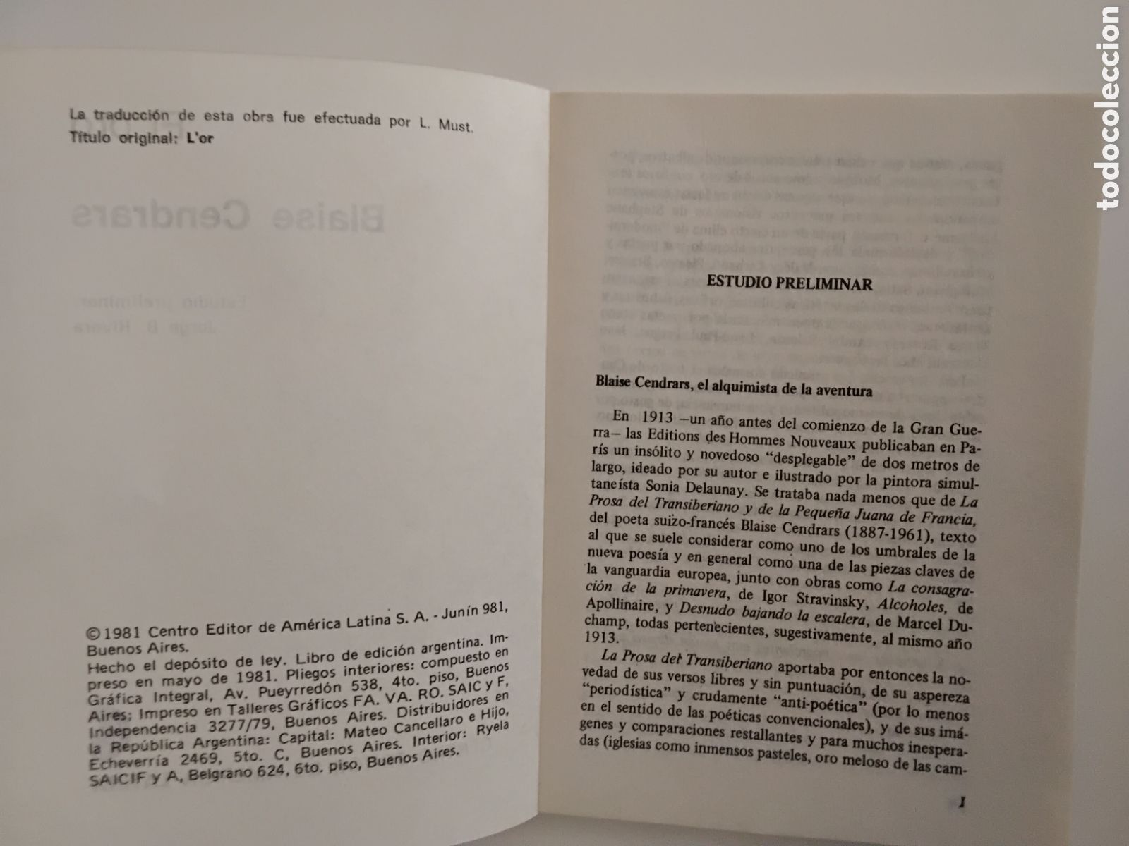 Libros de segunda mano: Blaise Cendrars - El Oro (Biblioteca B&aacute;sica Universal, 1981) - Foto 4
