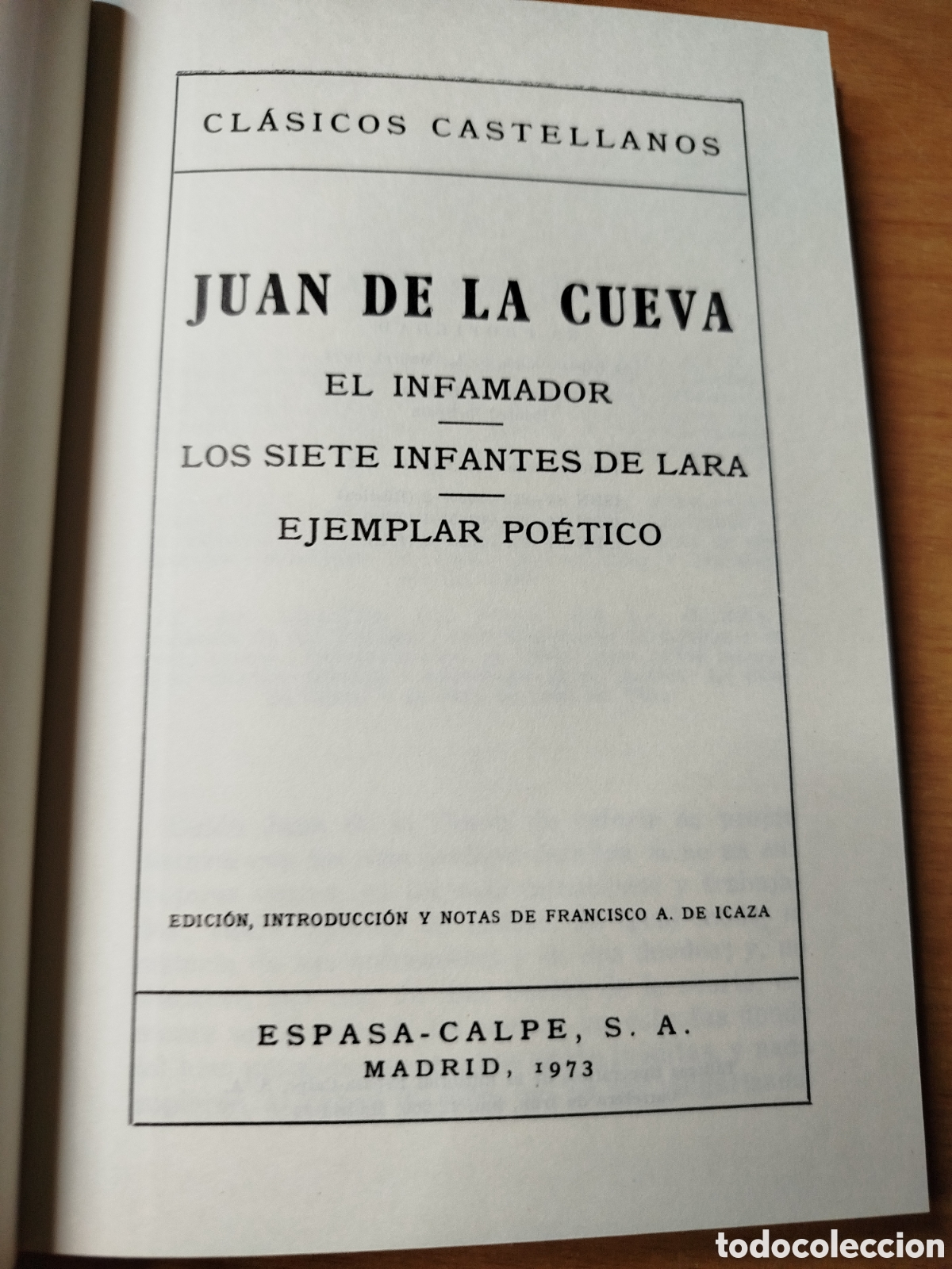 Second hand books: El infamador. Los siete infantes de Lara ejemplar po&eacute;tico. Juan de la cierva. Cl&aacute;sicos castellanos