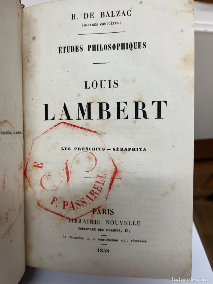 Libros de segunda mano: Balzac, Honore de.- Louis Lambert. Les proscrits. Seraphita - Foto 3