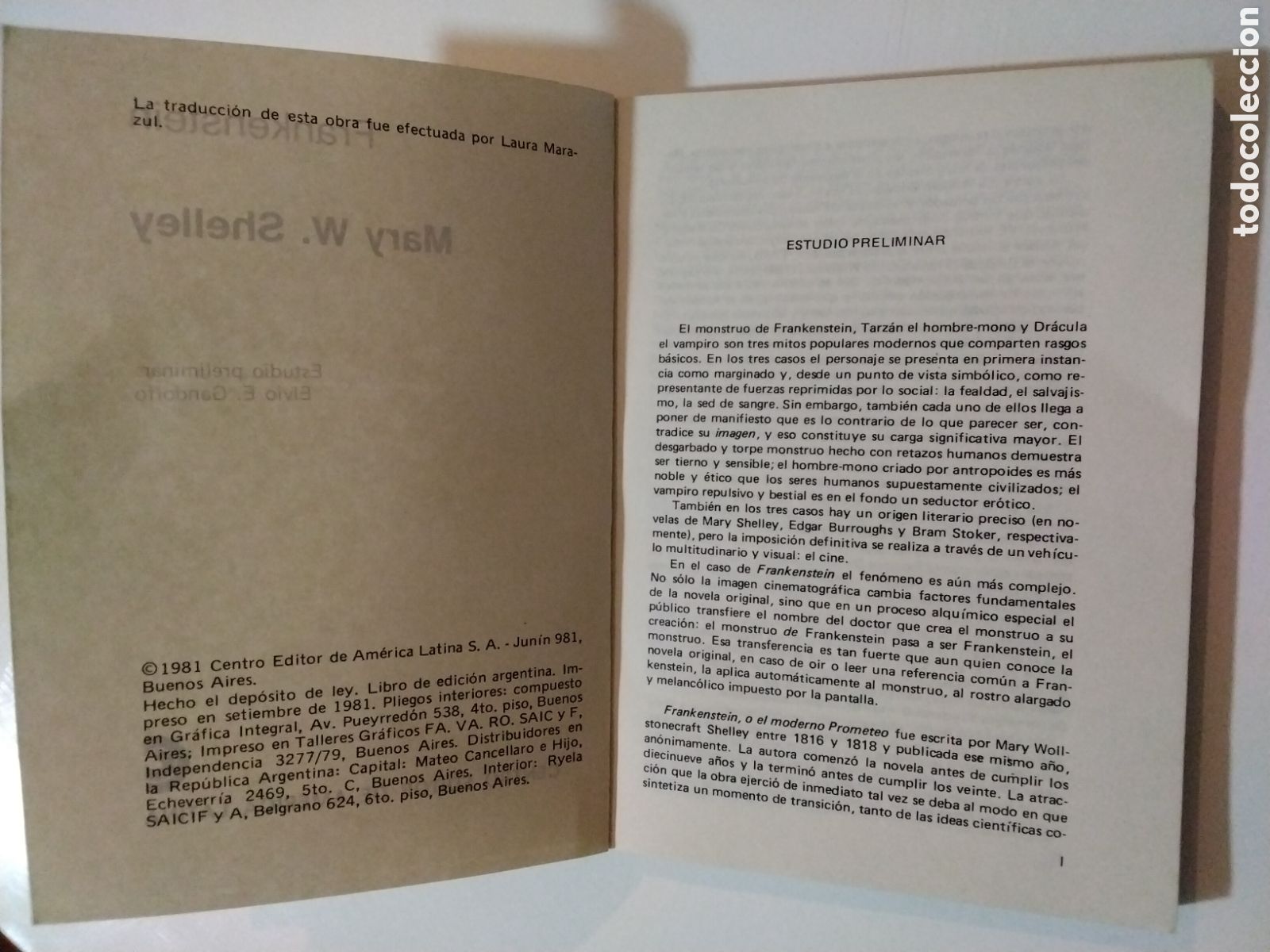 Libros de segunda mano: Mary W. Shelley &mdash; Frankenstein (Biblioteca B&aacute;sica Universal, 1981) - Foto 4