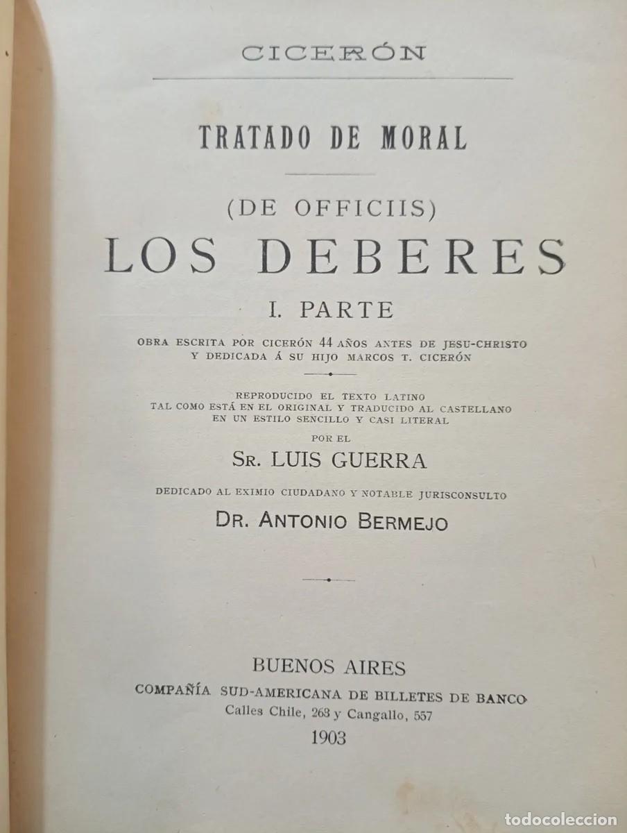 Libros de segunda mano: Cicer&oacute;n &mdash; Tratado de moral (De Officiis) &mdash; 1903 - LM - Foto 2