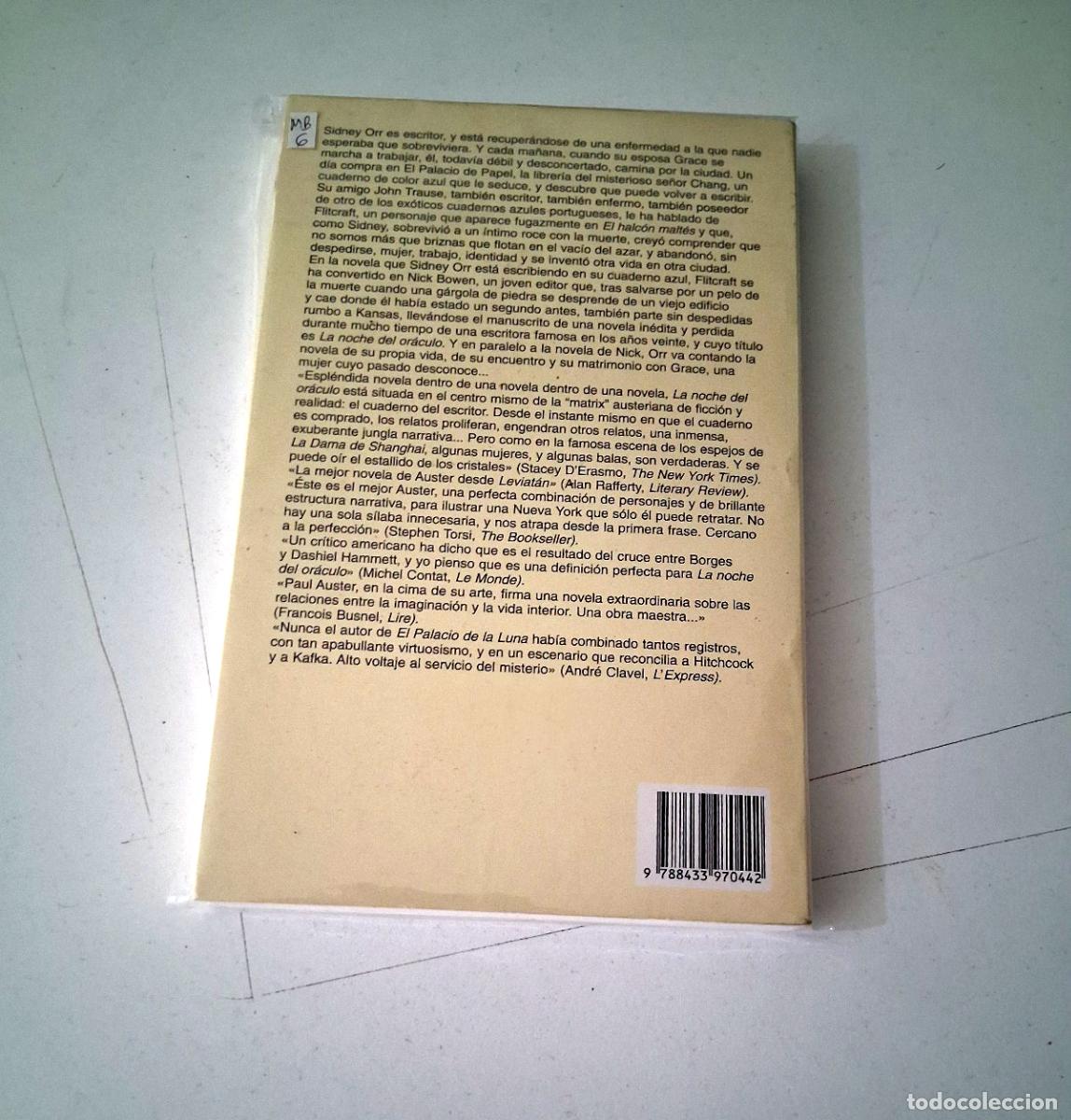Libros de segunda mano: PAUL AUSTER &rdquo;LA NOCHE DEL ORACULO&rdquo; LIBRO ANAGRAMA - Foto 2
