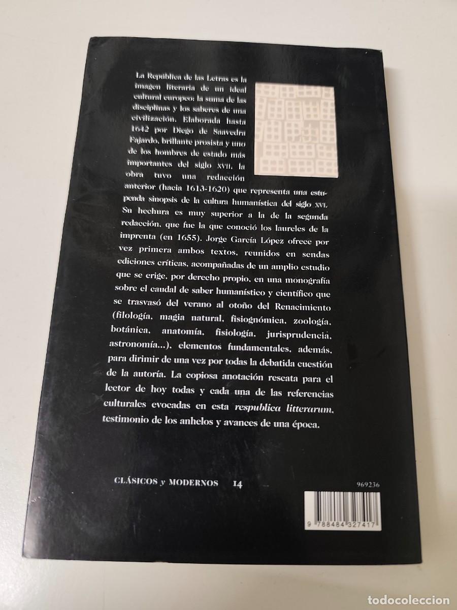 Libros de segunda mano: Diego de Saavedra Fajardo Rep&uacute;blica literaria - Foto 2