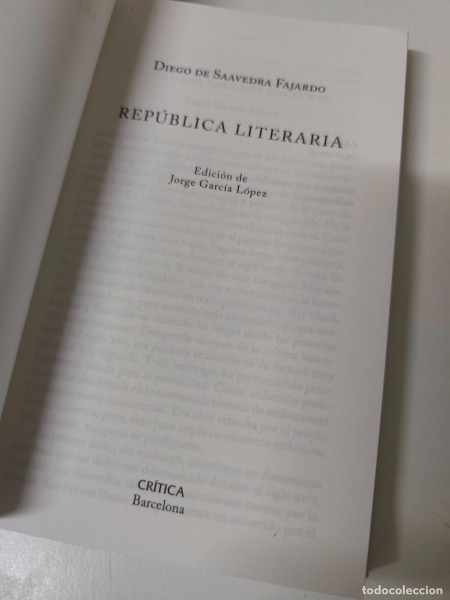 Libros de segunda mano: Diego de Saavedra Fajardo Rep&uacute;blica literaria - Foto 4