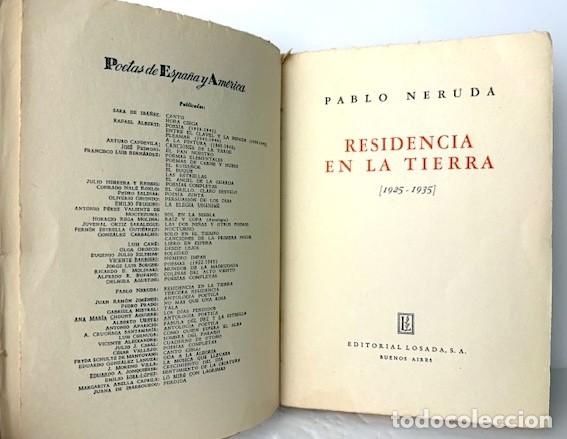 Libros de segunda mano: Pablo Neruda : Residencia en la tierra (Losada, 1951) - Foto 4