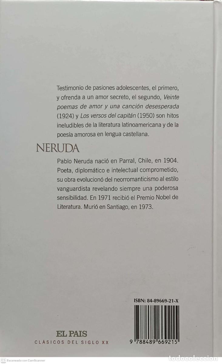 Libros de segunda mano: Veinte poemas y una canci&oacute;n desesperada / Los versos del capit&aacute;n - Pablo Neruda - Foto 2