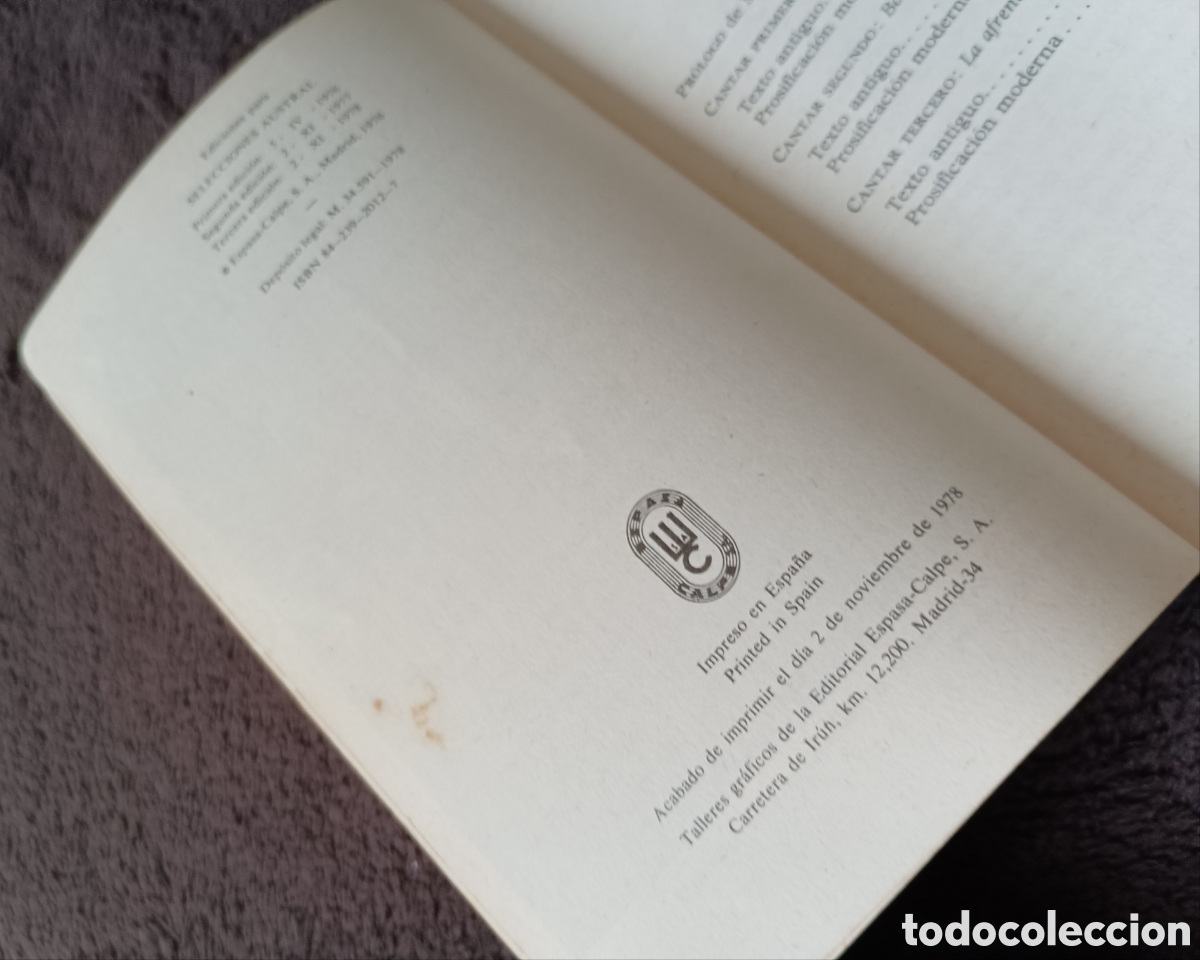 Libros de segunda mano: Libro - CANTAR DEL CID (An&oacute;nimo) Editorial&nbsp;Espasa-Calpe, 1978. Buen estado en general - Foto 10