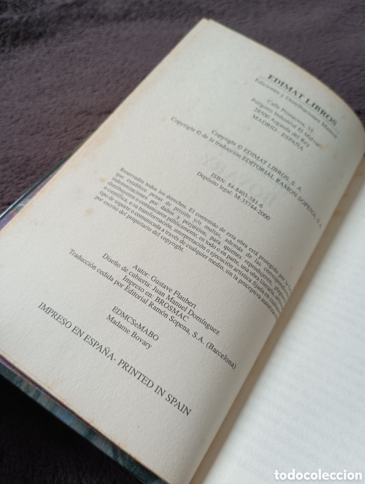Libros de segunda mano: Libro MADAME BOVARY de Gustave Flaubert.&nbsp;Edimat Libros. A&ntilde;o 2000. - Foto 12