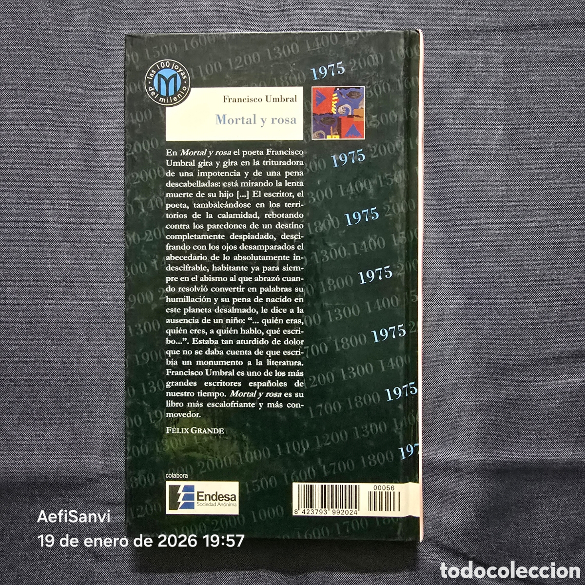 Libros de segunda mano: MORTAL Y ROSA (FRANCISCO UMBRAL) (MILLENIUM, BIBLIOTECA EL MUNDO) - Foto 2