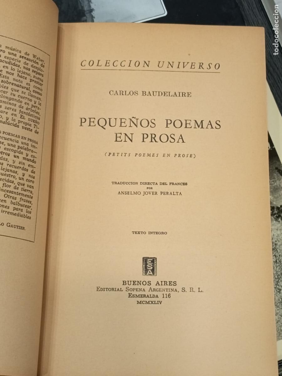 Libros de segunda mano: 1944 - CARLOS BAUDELAIRE. Peque&ntilde;os poemas en prosa - Foto 2
