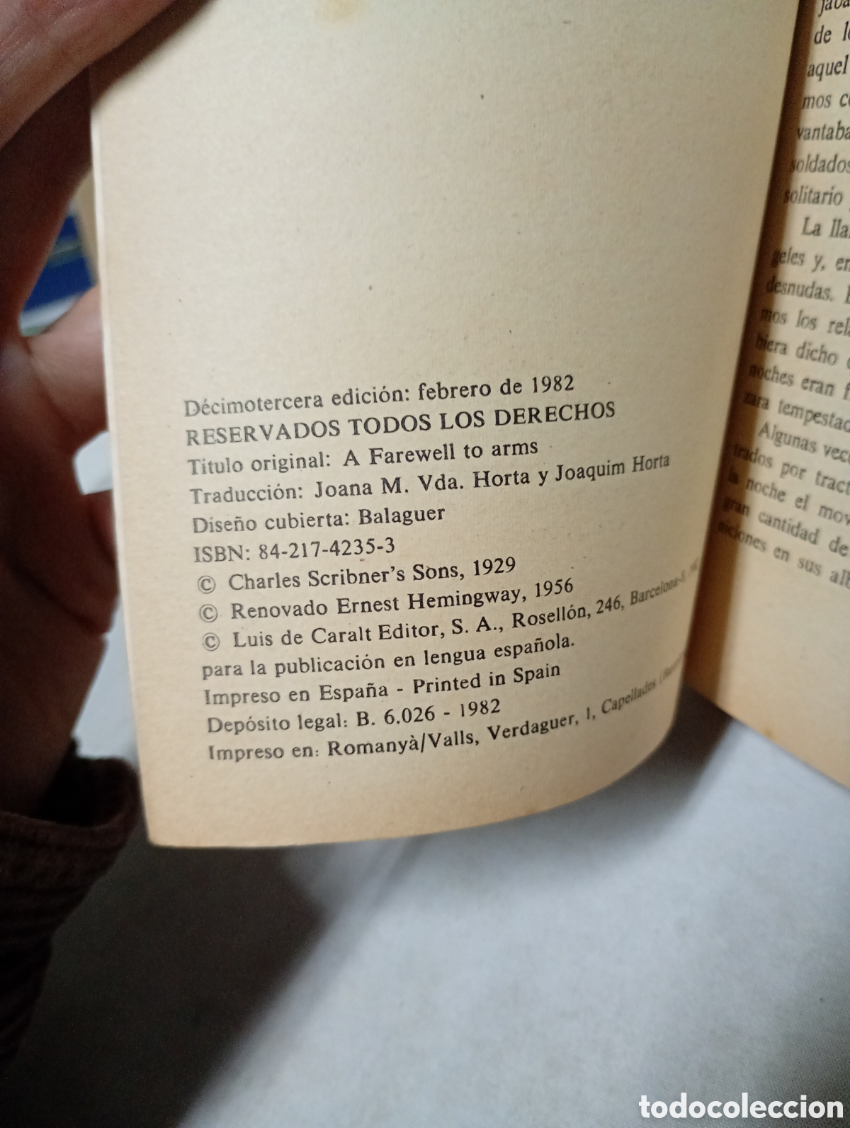 Libros de segunda mano: Adi&oacute;s a las armas de Ernest Hemingway - Foto 4