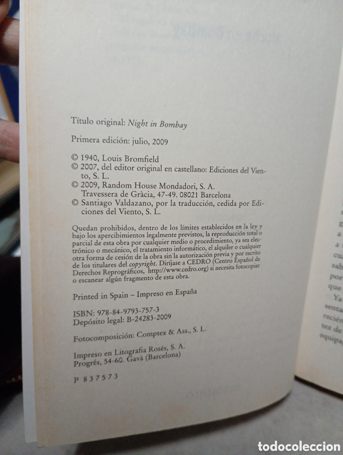 Libros de segunda mano: Noche en Bombay de Louis Bromfield - Foto 5
