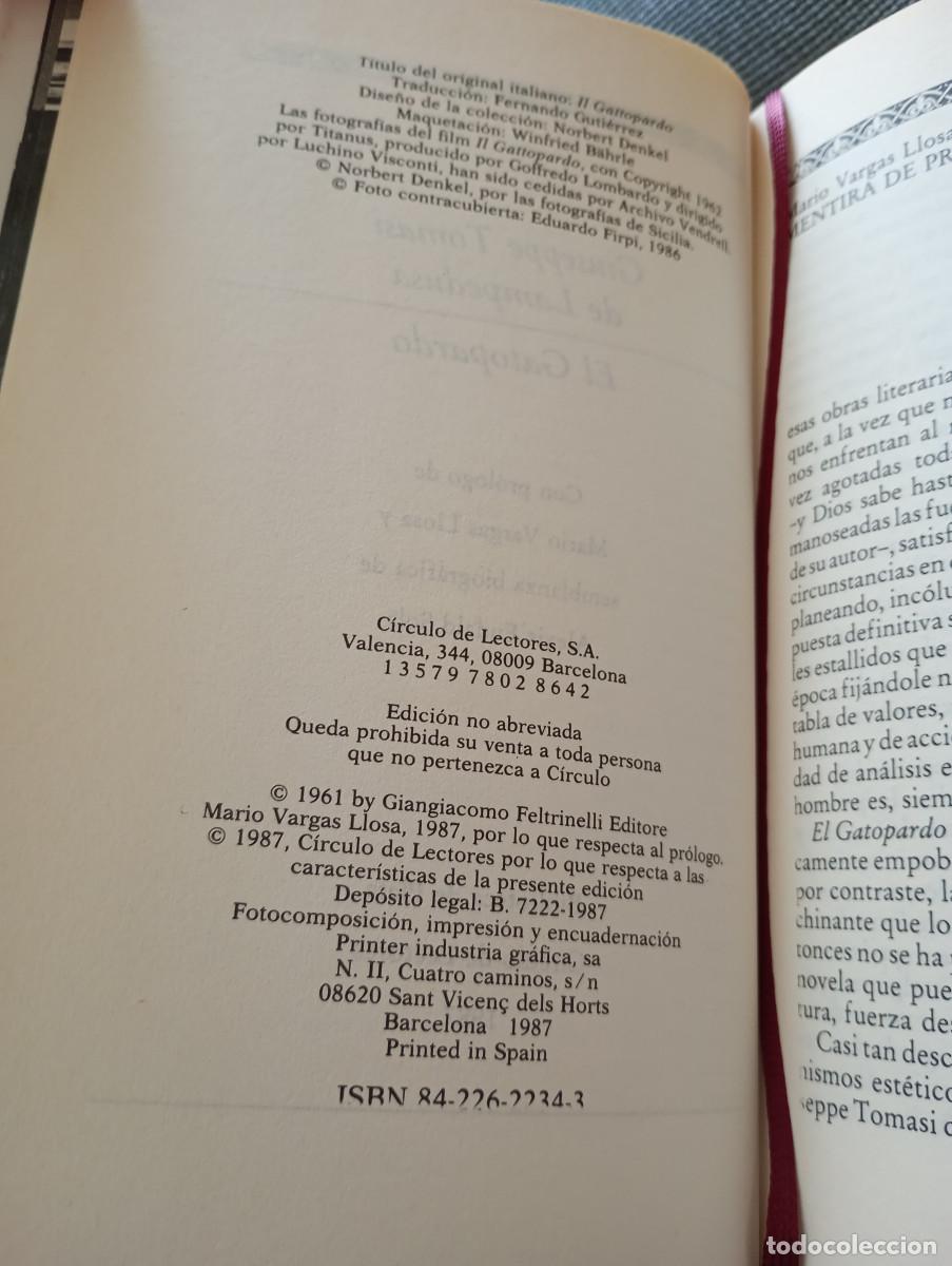 Libros de segunda mano: El Gatopardo de Giuseppe de Lampedusa (C&iacute;rculo de Lectores, 1987) - Foto 7