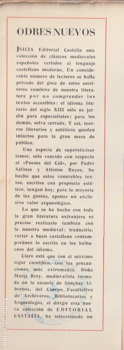 Libros de segunda mano: Poema del Cid : an&oacute;nimo / texto integro en versi&oacute;n de Francisco L&oacute;pez Estrada - Foto 2