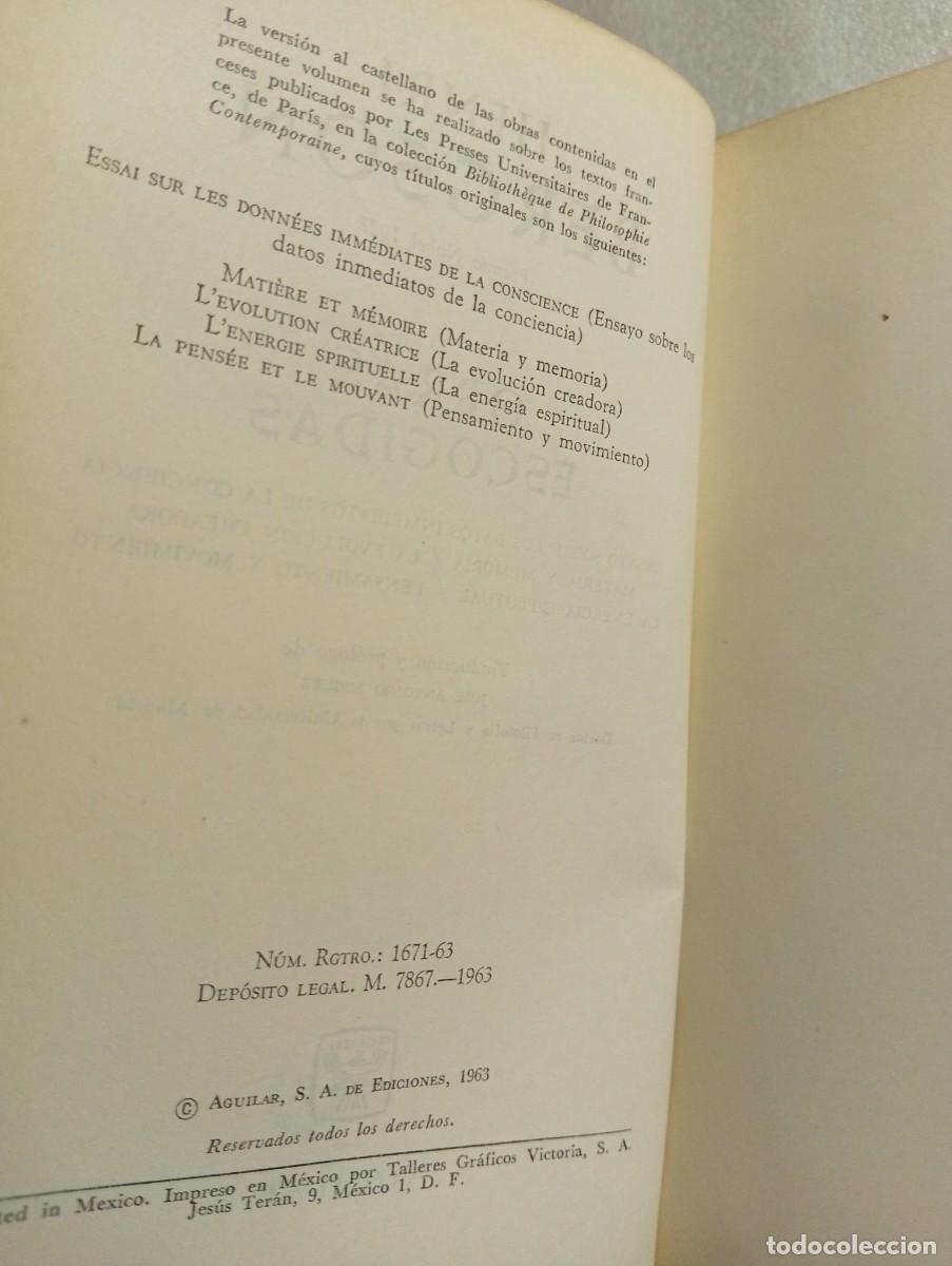 Libros de segunda mano: BERGSON , OBRAS ESCOGIDAS , Aguilar 1963 - Foto 3