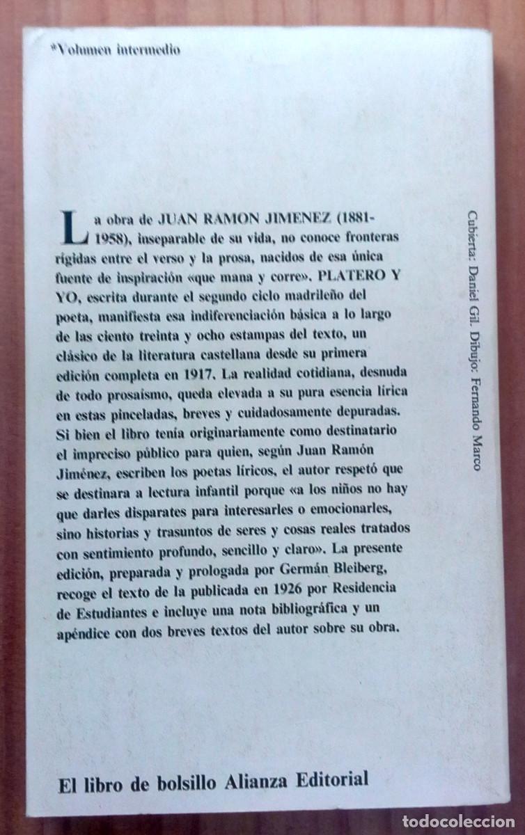 Libros de segunda mano: Platero y yo / Juan Ram&oacute;n Jim&eacute;nez. Alianza - Foto 4
