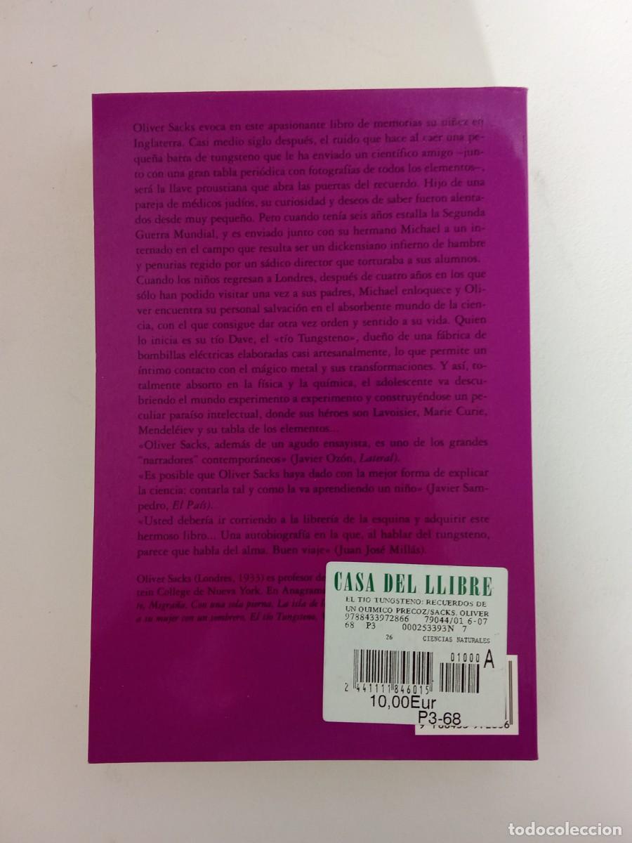 Libros de segunda mano: Oliver Sacks. El t&iacute;o Tungsteno - Foto 3