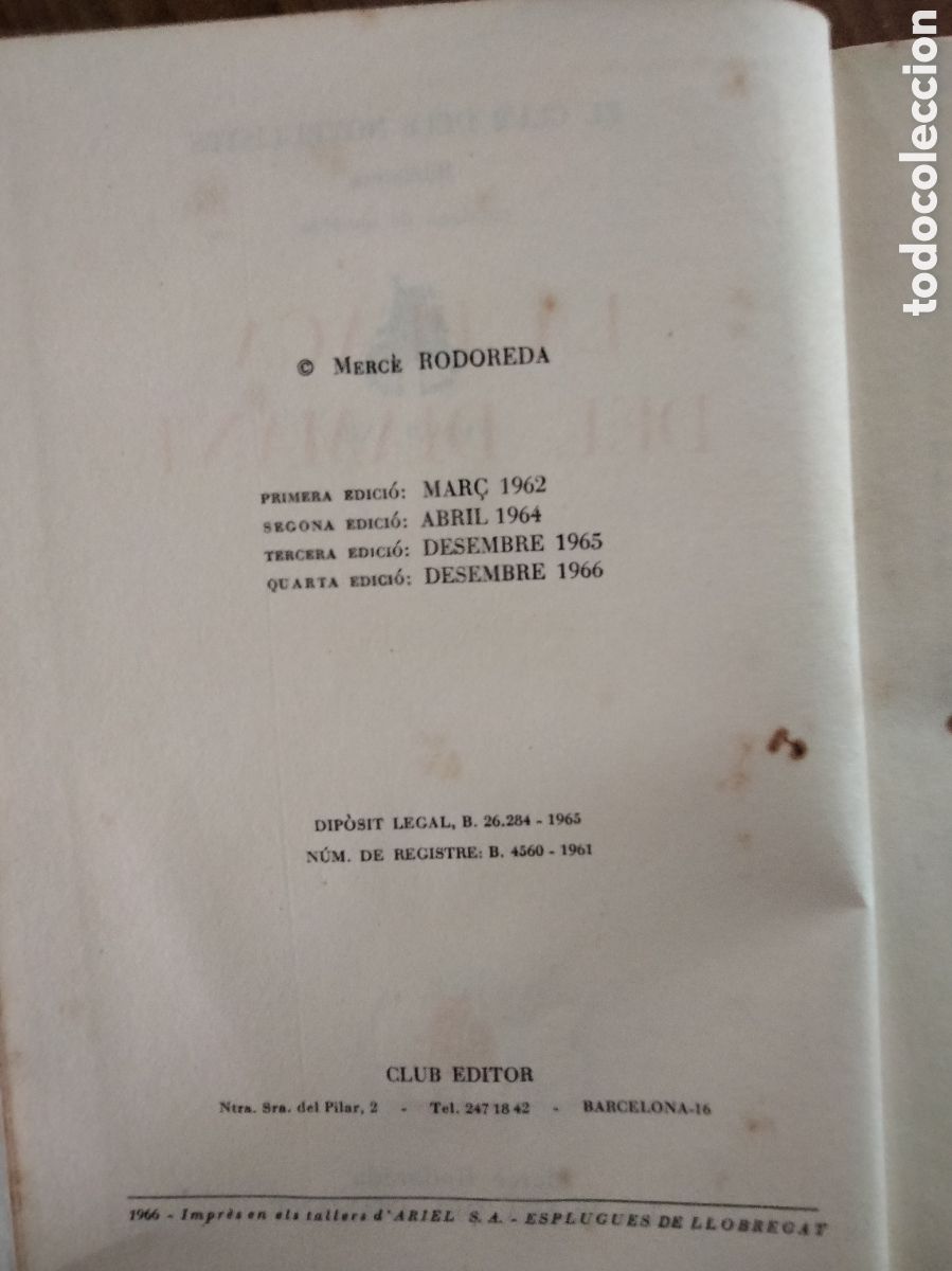 Libros de segunda mano: La pla&ccedil;a del diamant de Merc&egrave; Rodoreda 1966 - Foto 5