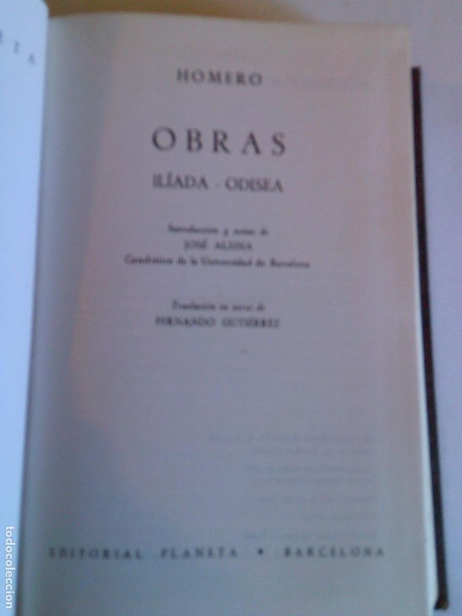 Libros de segunda mano: Homero obras Il&iacute;ada-Odisea Editorial Planeta