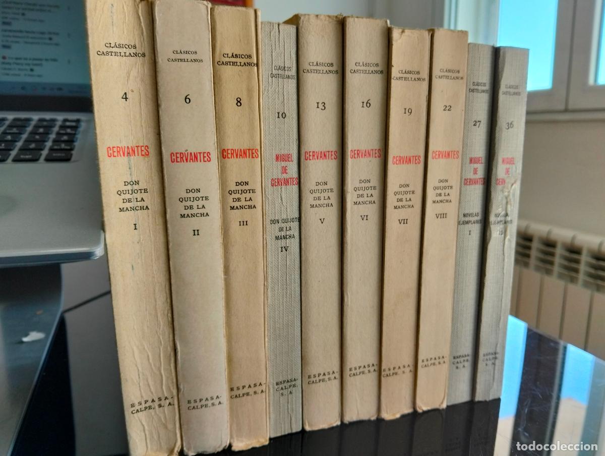 Libros de segunda mano: Cervantino. Lote Quijote y Novelas Ejemplares de Espasa. Intonsos. Buen estado. L54
