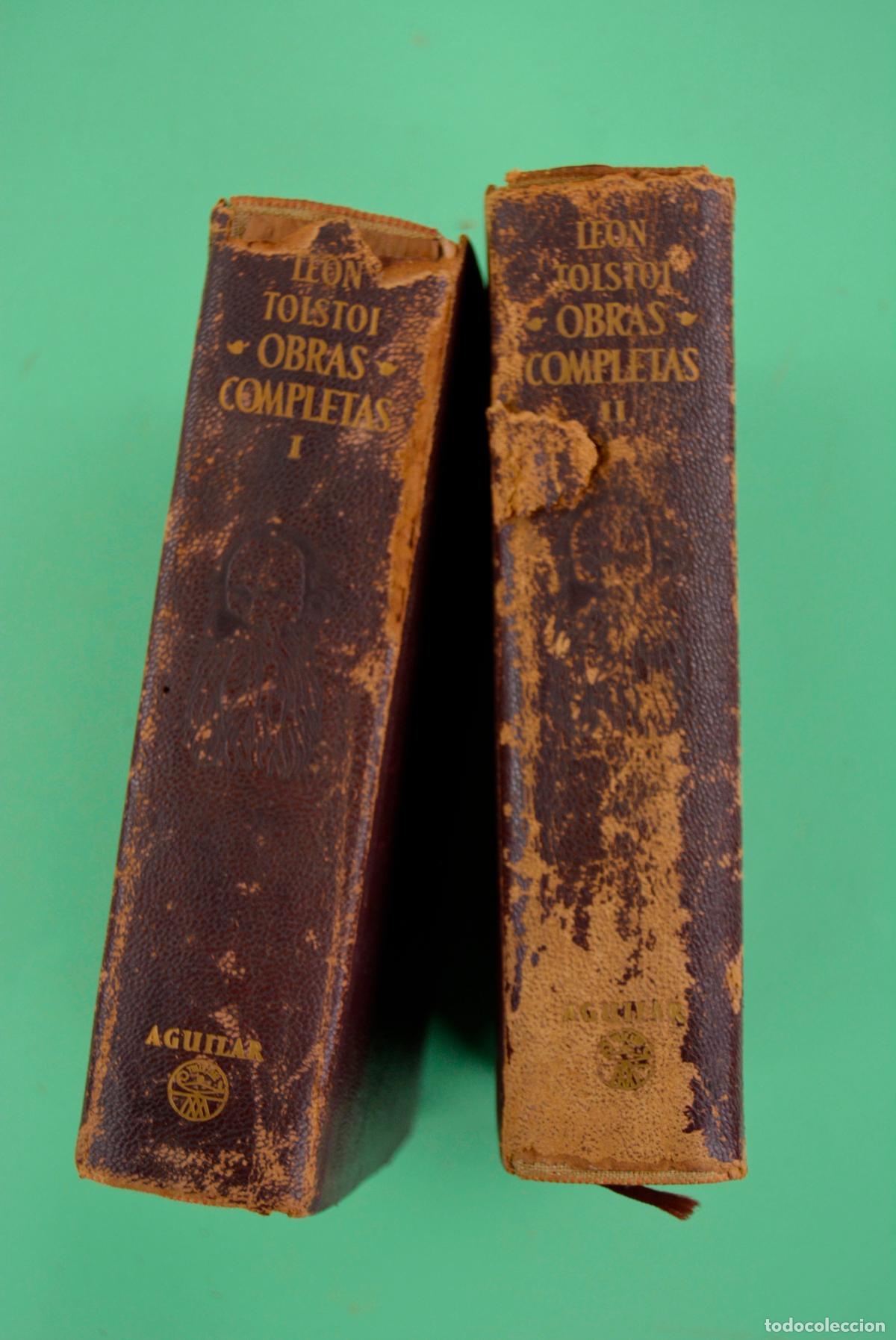 Libros de segunda mano: Obras completas, Leon Tolstoi, 2 tomos, editorial Aguilar, Madrid. 18x14,5cm