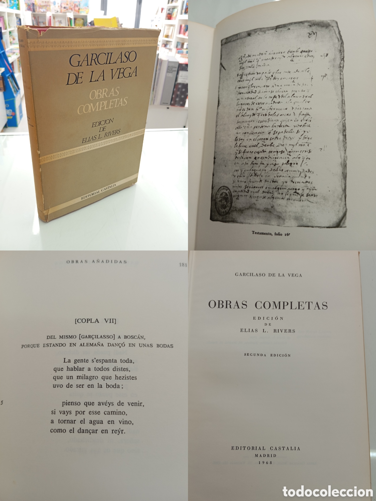 Libros de segunda mano: GARCILASO DE LA VEGA - OBRAS COMPLETAS - EDICION ELIAS L. RIVERS - EDICIONES CASTALIA, 1968