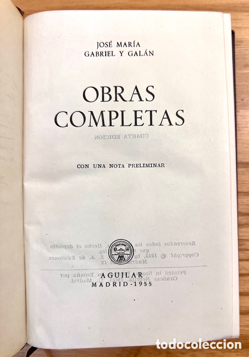 Libros de segunda mano: GABRIEL Y GAL&Aacute;N - OBRAS COMPLETAS. AGUILAR, 1955. - Foto 6