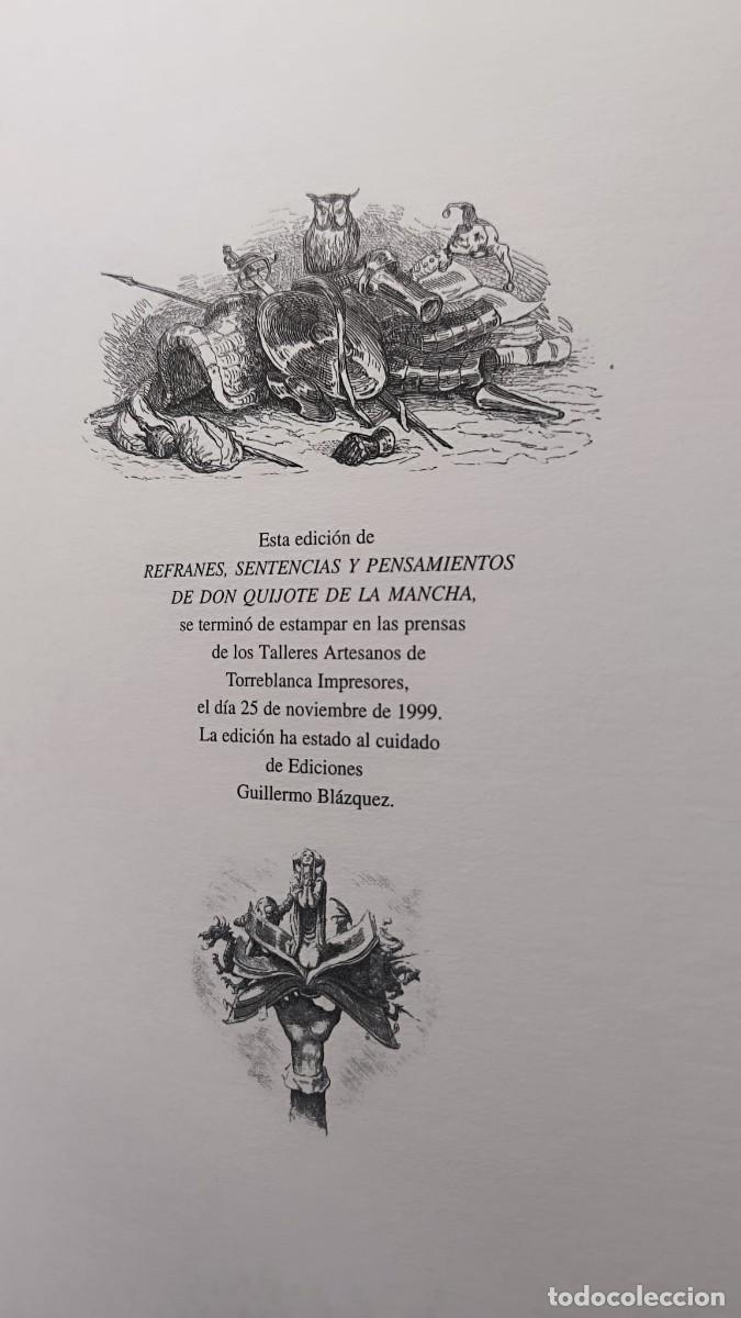 Libros de segunda mano: Quijote - Refranes, Sentencias y Pensamientos. Ed. Lujo Numerada (Guillermo Bl&aacute;zquez)