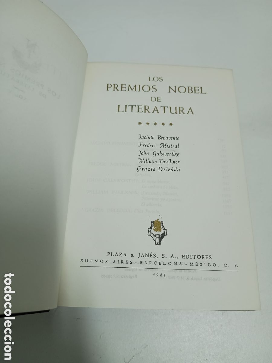 Libros de segunda mano: LOS PREMIOS NOVEL DE LA LITERATURA - TOMO V - PLAZA Y JANES 1961